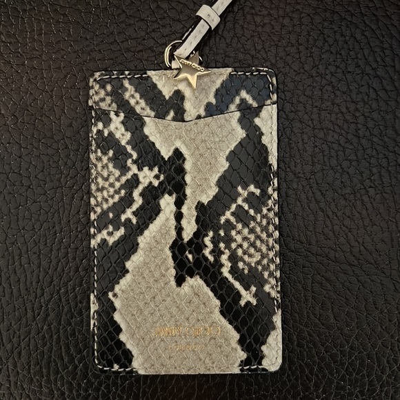 SALE!! Jimmy choo Python printed leather lanyard necklace card holder wallet NEW - Picture 4 of 6